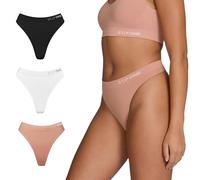 STEP ONE SmoothFit Seamless Thong for Women, 3 Pack, Ultra-Soft, Breathable Bamboo Moisture Wicking Underwear Women, No VPL, Hypoallergenic, Everyday Comfort Thong Mixed Pack M
