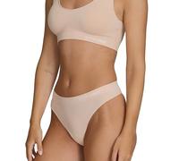 STEP ONE SmoothFit Seamless Thong for Women. Ultra-Soft, Breathable Bamboo Moisture Wicking Underwear Women, No VPL, Hypoallergenic, Everyday Comfort Thong Nude Sand Large