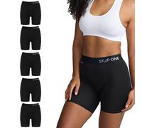 STEP ONE Womens Boxers Underwear Multipack, 5 Pairs, Moisture-Wicking Boxer and Chafe-Reducing Underwear. Fabric Made from bamboo viscose Black L