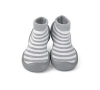 Step Ons: Half Sock and Half Shoe for Crawling Cruising and Walking! (18-24 Months, Grey Stripe) UK Size 5