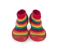 Step Ons Rubber Sole Baby Sock by Sock Ons - Baby First Shoes - Toddler Sock Shoes for Crawling, Cruising and Walking! (Rainbow Stripe)
