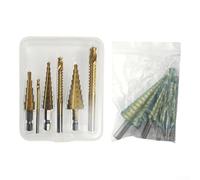 Step Saw Drill Bit 6 Pieces Set with 4-12, 4-20, 4-32mm Step Drill Bits and 3mm, 6mm, 8mm Drill Bits for Wood, For Metal, and Plastic Applications (A)