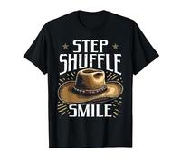 Step Shuffle Smile Lady Line Dancing T-Shirt, Men, Black, Medium