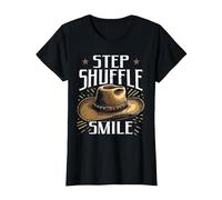 Step Shuffle Smile Lady Line Dancing T-Shirt, Women, Black, XX-Large
