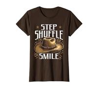 Step Shuffle Smile Lady Line Dancing T-Shirt, Women, Brown, XX-Large
