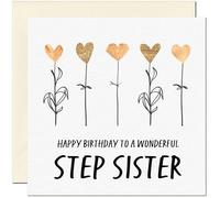 Step Sister Birthday Card - Eco Friendly Elegant Heart Flowers Beautiful Birthday Cards for Sister Sis Birthday Cards for Step Sister