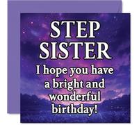 Step Sister Birthday Card - Magical Night Sky - Happy Birthday Card for Step Sister from Brother Sibling, 145mm Bright and Wonderful Sentiment Bday Greeting Cards
