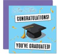 Step Sister Graduation Card - Congratulations Graduated - Happy Graduation Card for Step Sister from Brother Sibling, 145mm Congratulations Graduated Bday Greeting Cards