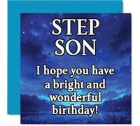 Step Son Birthday Card - Magical Night Sky - Happy Birthday Card for Step Son from Dad Mum, 145mm Bright and Wonderful Sentiment Bday Greeting Cards
