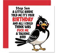 Step Son Birthday Card - Talking Bird - Happy Birthday Card for Step Son from Dad Mum, 145mm Talking Bird Bday Greeting Cards