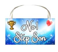 Step Son Plaque Gift - Number One Step Son - Cute Novelty Fun Family Sign Present