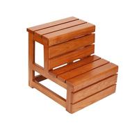 Step Stool 2-story Staircase Stool Thickened Wooden Ladder Chair Portable Climbing Bench Suitable for Bathroom Study Bedroom Kitchen Short ladder(Red oak)