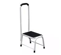 Step Stool Footstool, Handrail, Non-Slip Rubber Pads Threads, Durable Metal Frame Step Up Easy Reach Lightweight Portable, Outdoor Caravan Camping Garage Shop Bar (Step Stool With Handle)