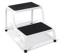 Step Stool Footstool, Non-Slip Rubber Pads Threads, Durable Metal Frame Step Up Easy Reach Lightweight Portable, Outdoor Caravan Camping Garage Shop Bar (2-Ladder Step Stool)