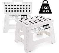 Step Stool for Kids & Adults - 9 inch Plastic Folding Stepping Stool for Kitchen Bathroom Garden and Outdoor, Portable Foldable Stool Holds up to 150KG (White)