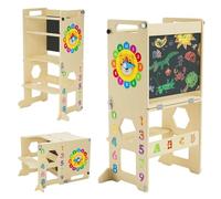 Step Stool, Kitchen Helper,Foldable Stool, 2 in 2 Helper Standing Tower with Message Boards,Learning Standing Tower DTFGY