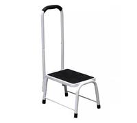 Step Stool Ladder with Handrail & Anti-Slip Grooves & Rubber Pads Non-Slip Treads, Metal Frame, White & Black - Heavy Duty Footstool for Home, Kitchen & Office Camper Van Camping Caravan Step-stool