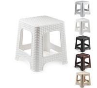 Step Stool Lightweight Strong Compact Non-slip Multi-purpose Easy Carrying Stool for Kids & Adults, Work in Kitchen Garden Bathroom Indoor or Outdoor Use (Rattan White Stool) (D2)