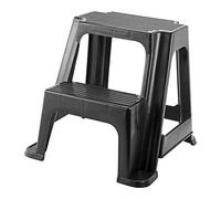 Step Stool Plastic 2 Step Stool Ladder in Black for Adults & Kids Utility Car Wash Stool Small Foot Stools Shoe Bench Lightweight Durable Plastic with Anti Skid Footpad