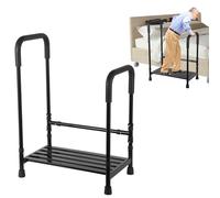 Step Stool with Dual Handle, Height Adjustable Bed Steps with Non-Slip Platform & Rubber Feet, Heavy Duty Foot Stool Ladder Holds up to 200kg for Bedside, Kitchen, Car, RV, Bathtub