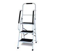 Step Stool with Handrail - 3 Steps. Step Ladder, Non-Slip Steps, Portable, Durable and Sturdy, Wide pedal multi-use for household and office