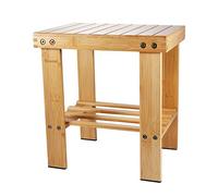 Step Stool, Yoassi Heavy Duty Bamboo Multi Purpose Anti-slip Step Stool&Seat With a Storage Shelf for Kids or Adults, 100% Natural Bamboo(M)