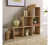 Step Style Storage Cube 6 Shelf Bookcase Wooden Display Staircase Sonoma Oak