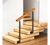 Step Wood Handrails for Outdoor Indoor Hand Rails with Installation Kit - Adjustable Metal Iron Stair Railing Stair Rail Bannister Entrance Railing for Porch Steps(Height 85cm,80cm