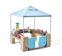 Step2 All Around Playtime Patio Playhouse | Children's plastic patio with kitchen & accessories | Includes sand and water play features