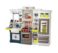 Step2 Elegant Edge Kids Kitchen Playset, Indoor/Outdoor Kitchenette, Interactive Play with Lights and Sounds, Made of Durable Plastic, Includes 78 Piece Toy Accessories, For Toddlers 3+ Years Old