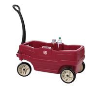 Step2 Neighborhood Wagon wagon with 2 seats with belts | Plastic wagon in red with push bar | For toddlers and pre-schoolers