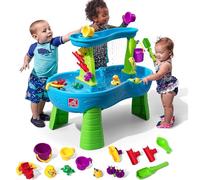 Step2 Rain Showers Splash Pond Toddler Water Table, Outdoor Kids Water Sensory Table, Ages 1.5+ Years Old, 13 Piece Water Toy Accessories, Kids Activity Table, Blue & Green