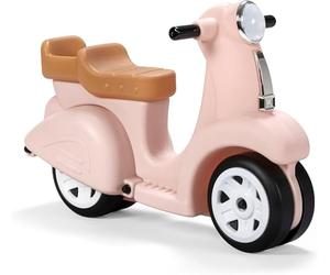 "Step2 Ride Along Scooter Rose Pink Ride On Toy with Vintage-Style Design, Foot-to-Floor Toddler Scooter with Four Wheels for Extra Stability"