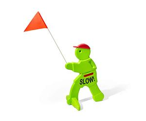 Step2 Safety Sam with Red Warning Flag | Traffic buddy/Traffic doll in fluorescent green | Beware Children Warning Sign Kid Alert
