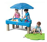 Step2 Sand & Water Table Cascading Cove with lid, parasol & 6 accessories | Activity table / Sand table with lid for the garden | Water toys for children