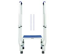 step2bed Mini Step Stool with Handle for Elderly - Adjustable Height Bed Safety Rail for Seniors with Handicap Grab Bars - Stainless Steel Portable Step Stool for Bed (300 LBS Capacity)