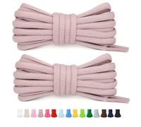 Stepace 1/4" Oval Athletic Shoelaces [2 Pairs] 39"-63" in 12 Colors Half Round Shoe Laces for Sneakers Naked Pink 140