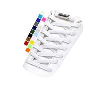 Stepace 1 Pairs Elastic Laces, Elasticated No Tie Flat Trainers Shoe Laces for Adults/Kids White