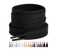 Stepace 2 Pairs 100% Cotton Flat Shoe Laces 8mm Wide Shoelaces for Sneaker Running Athletic Shoes Black 120