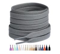 Stepace 2 Pairs 100% Cotton Flat Shoe Laces 8mm Wide Shoelaces for Sneaker Running Athletic Shoes dark gray 130
