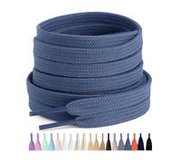 Stepace 2 Pairs 100% Cotton Flat Shoe Laces 8mm Wide Shoelaces for Sneaker Running Athletic Shoes greyish blue 140