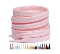 Stepace 2 Pairs 100% Cotton Flat Shoe Laces 8mm Wide Shoelaces for Sneaker Running Athletic Shoes light pink 140