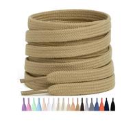 Stepace 2 Pairs 100% Cotton Flat Shoe Laces 8mm Wide Shoelaces for Sneaker Running Athletic Shoes taupe 130