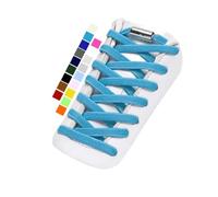 Stepace 2 Pairs Elastic Laces, Elasticated No Tie Flat Trainers Shoe Laces for Adults/Kids Peacock Blue