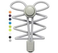 Stepace 2 Pairs Elastic No Tie Lock Buckle Shoe Laces for Trainers Light Gray