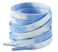 Stepace [2 Pairs Flat Shoelaces for Fun, 5/16" (8mm) Tie Dye Fashion Sneakers Shoe Laces-Tie Dye Sky Blue-120