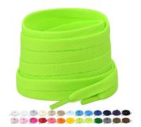 Stepace 2 Pairs Flat Trainer Shoe Laces 5/16" Wide Laces for Sneakers Sports Athletic Shoes - 15 Colors Shoelaces Neon Green 80