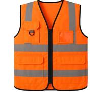 STEPAHEAD HI VIS VIZ EXECUTIVE SAFETY WAISTCOAT VEST PHONE & ID POCKET (Orange, 2XL)