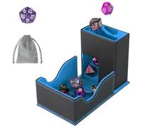 Stepane Dice Roller Tower, Premium DND Magnetic Dice Tray, Foldable PU Leather Dice Tower RPG Gifts for Dungeons and Dragons MTG Dm & Player Black/Blue