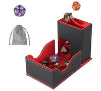 Stepane Dice Roller Tower, Premium DND Magnetic Dice Tray, Foldable PU Leather Dice Tower RPG Gifts for Dungeons and Dragons MTG Dm & Player Black/Red